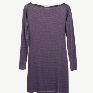 Sarah Pacini Purple Boatneck Textured Long-Sleeve Dress